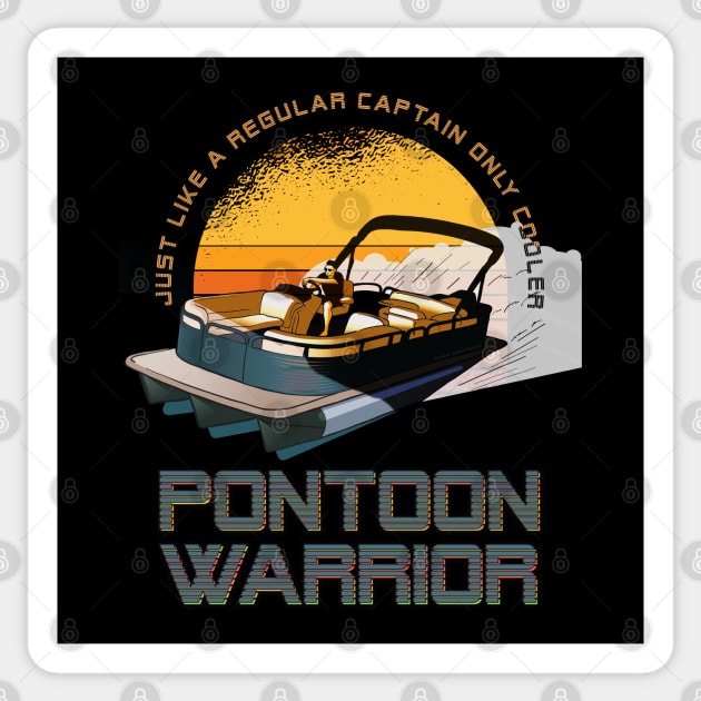 Funny Retro Sun Pontoon Captain Boat Lake Gift Sticker by Dibble Dabble Designs